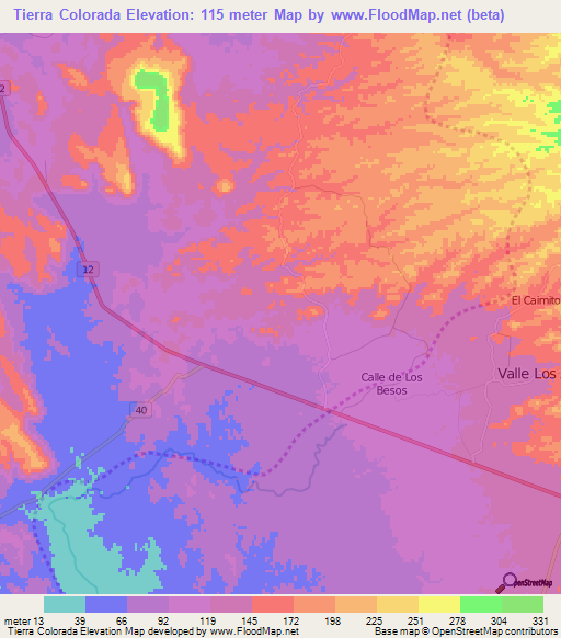 Tierra Colorada,Nicaragua Elevation Map