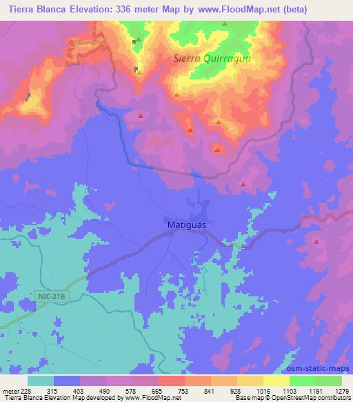 Tierra Blanca,Nicaragua Elevation Map