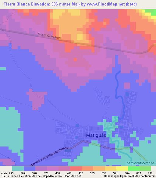 Tierra Blanca,Nicaragua Elevation Map