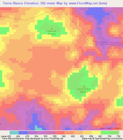 Tierra Blanca,Nicaragua Elevation Map