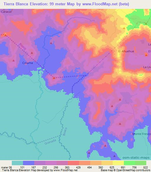 Tierra Blanca,Nicaragua Elevation Map