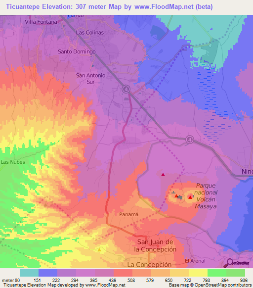 Ticuantepe,Nicaragua Elevation Map