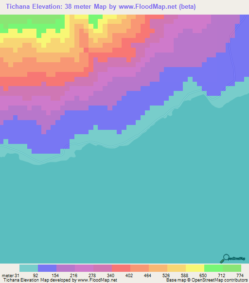 Tichana,Nicaragua Elevation Map