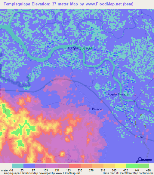 Tempisquiapa,Nicaragua Elevation Map