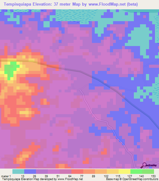 Tempisquiapa,Nicaragua Elevation Map