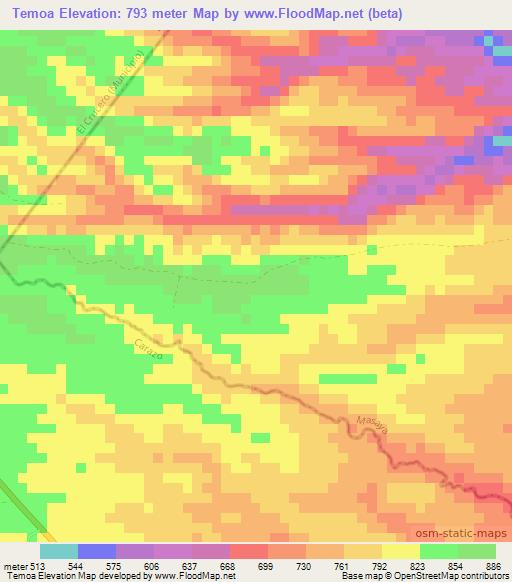 Temoa,Nicaragua Elevation Map