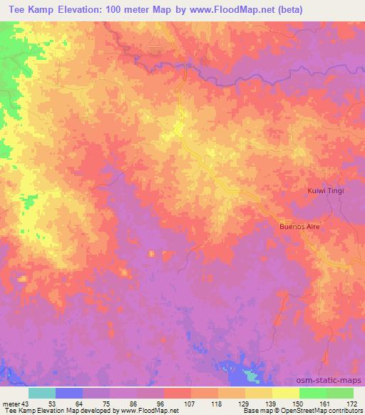 Tee Kamp,Nicaragua Elevation Map
