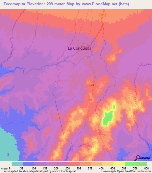 Tecomapita,Nicaragua Elevation Map