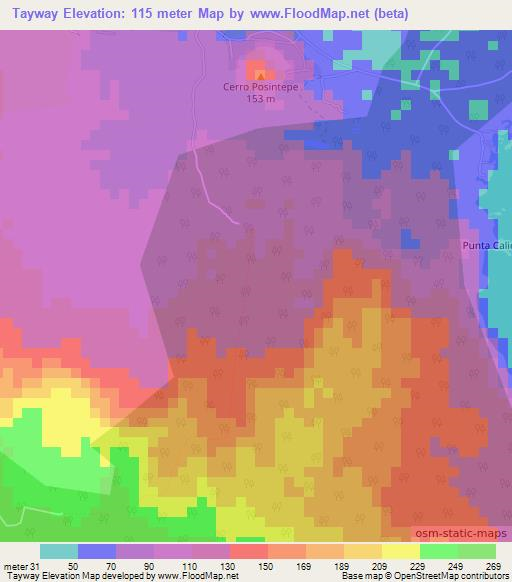 Tayway,Nicaragua Elevation Map