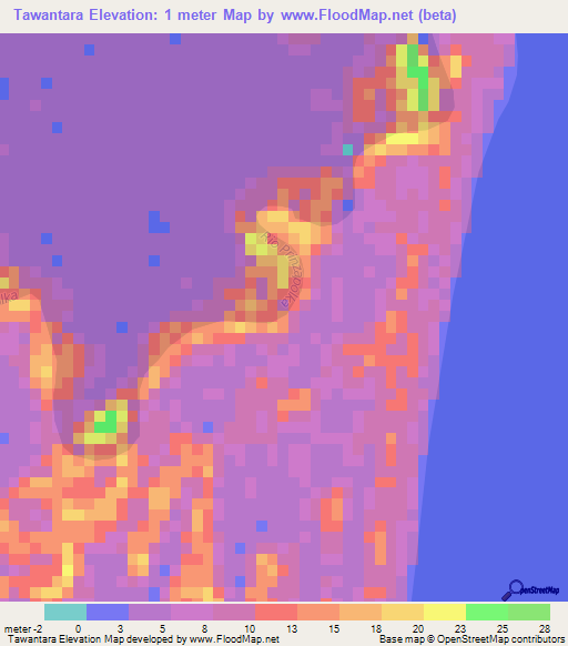 Tawantara,Nicaragua Elevation Map