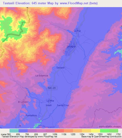 Tastasli,Nicaragua Elevation Map