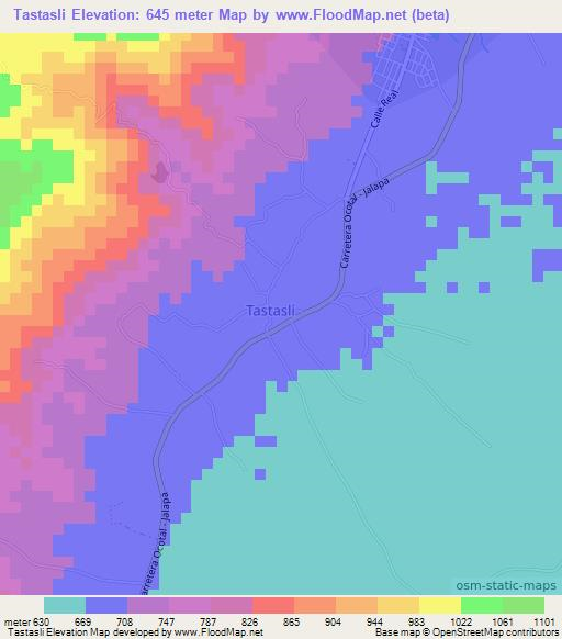 Tastasli,Nicaragua Elevation Map