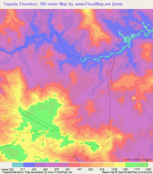 Tapasle,Nicaragua Elevation Map