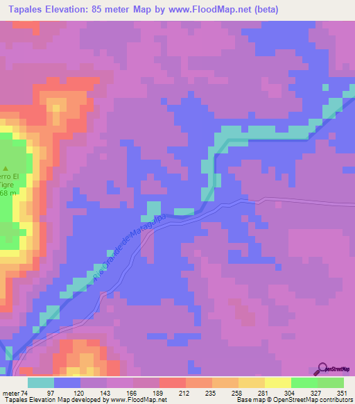 Tapales,Nicaragua Elevation Map