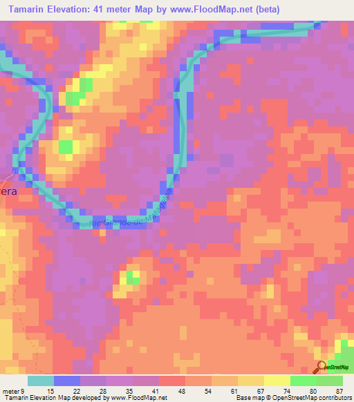 Tamarin,Nicaragua Elevation Map