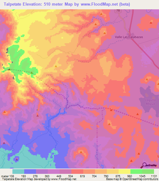 Talpetate,Nicaragua Elevation Map
