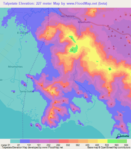 Talpetate,Nicaragua Elevation Map