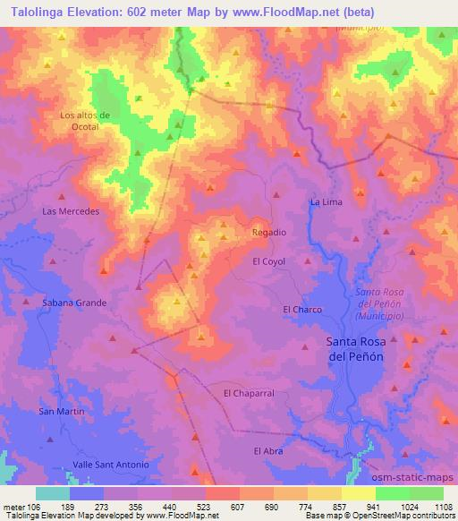 Talolinga,Nicaragua Elevation Map