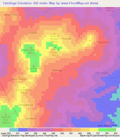 Talolinga,Nicaragua Elevation Map