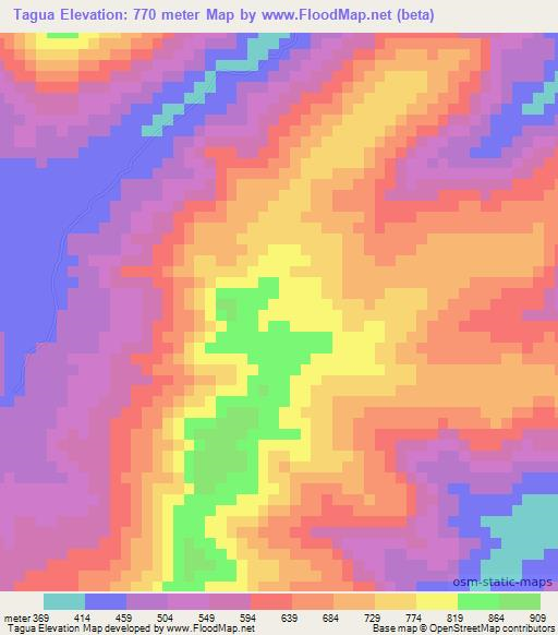 Tagua,Nicaragua Elevation Map