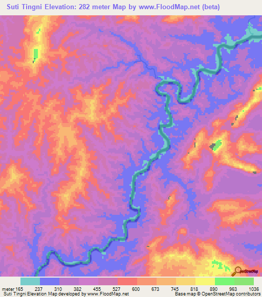 Suti Tingni,Nicaragua Elevation Map