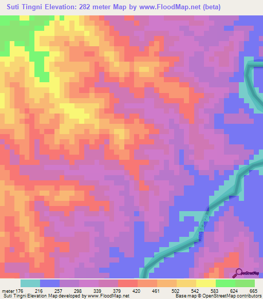 Suti Tingni,Nicaragua Elevation Map