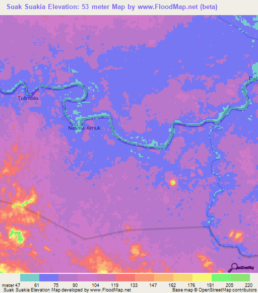 Suak Suakia,Nicaragua Elevation Map