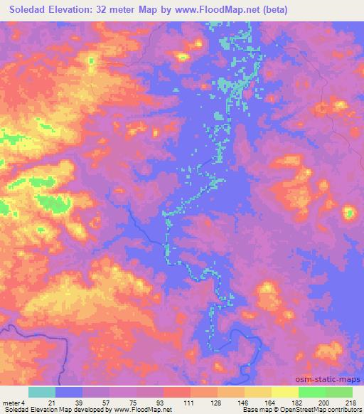 Soledad,Nicaragua Elevation Map