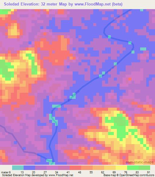 Soledad,Nicaragua Elevation Map