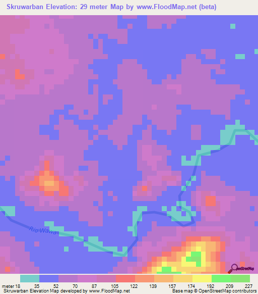 Skruwarban,Nicaragua Elevation Map