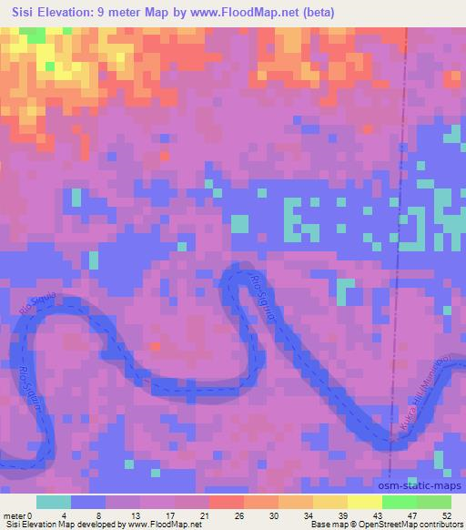 Sisi,Nicaragua Elevation Map
