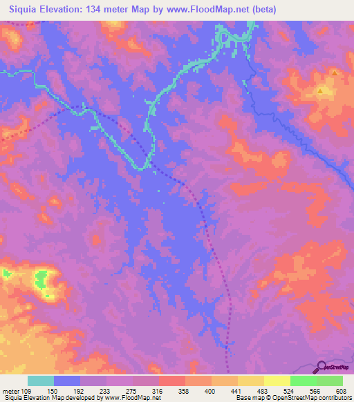 Siquia,Nicaragua Elevation Map