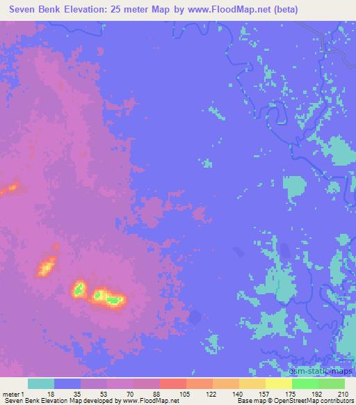 Seven Benk,Nicaragua Elevation Map