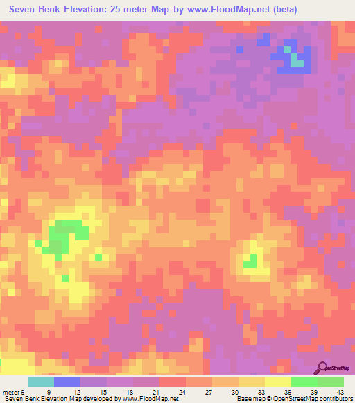 Seven Benk,Nicaragua Elevation Map