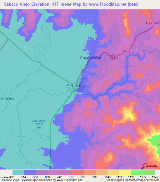 Sebaco Viejo,Nicaragua Elevation Map