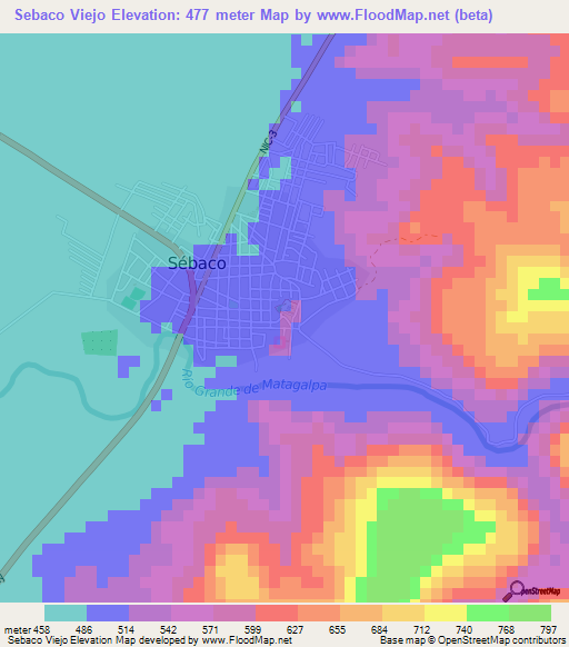Sebaco Viejo,Nicaragua Elevation Map