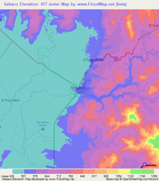 Sebaco,Nicaragua Elevation Map