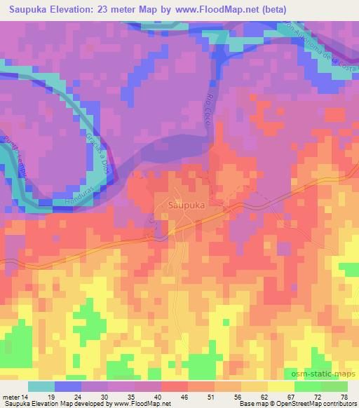 Saupuka,Nicaragua Elevation Map