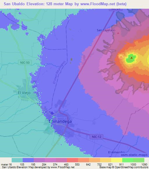 San Ubaldo,Nicaragua Elevation Map