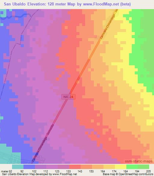 San Ubaldo,Nicaragua Elevation Map