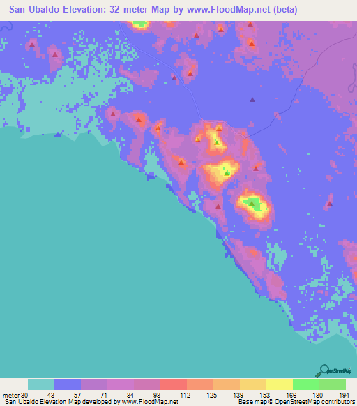 San Ubaldo,Nicaragua Elevation Map