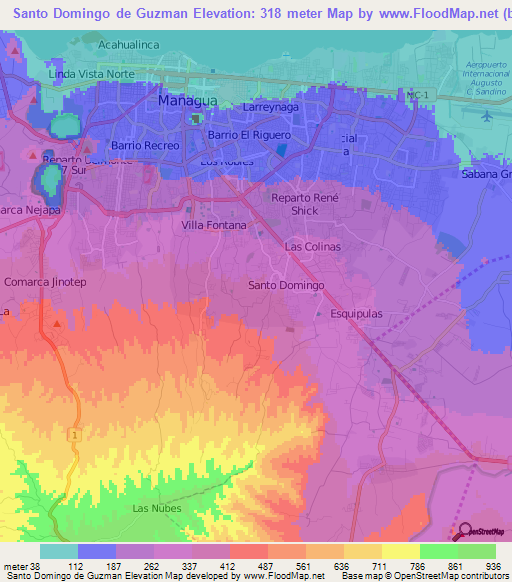 Santo Domingo de Guzman,Nicaragua Elevation Map