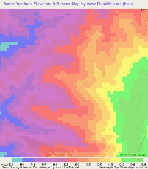 Santo Domingo,Nicaragua Elevation Map