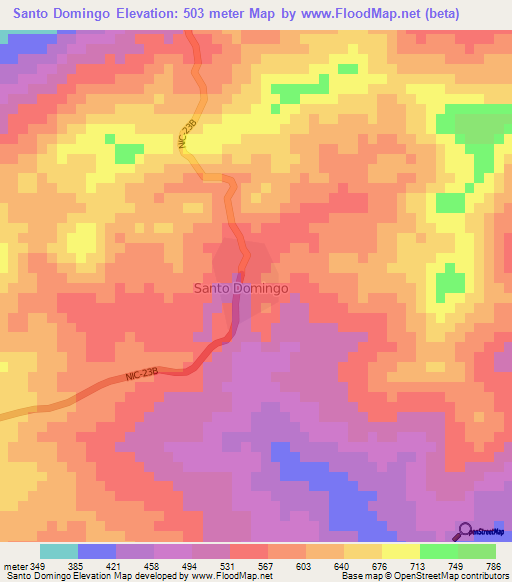 Santo Domingo,Nicaragua Elevation Map