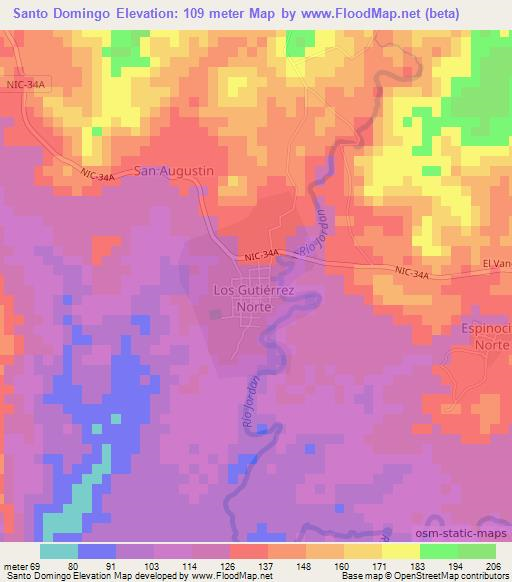 Santo Domingo,Nicaragua Elevation Map