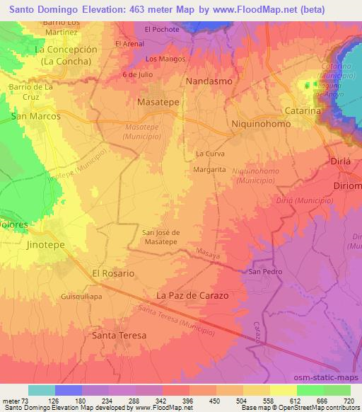 Santo Domingo,Nicaragua Elevation Map