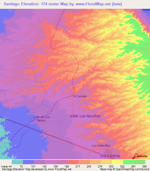 Santiago,Nicaragua Elevation Map