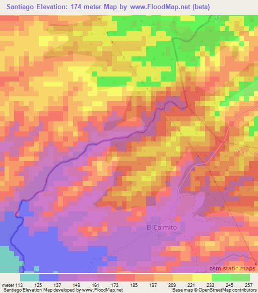 Santiago,Nicaragua Elevation Map