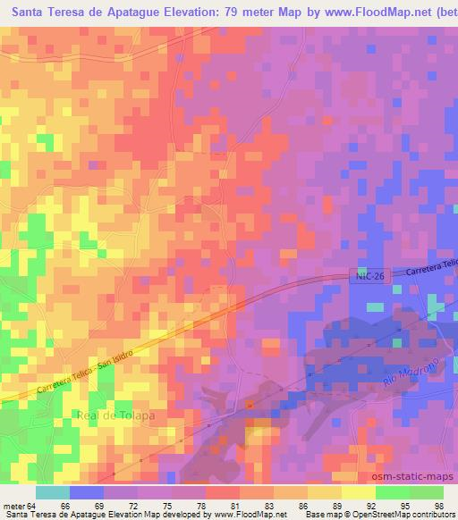 Santa Teresa de Apatague,Nicaragua Elevation Map