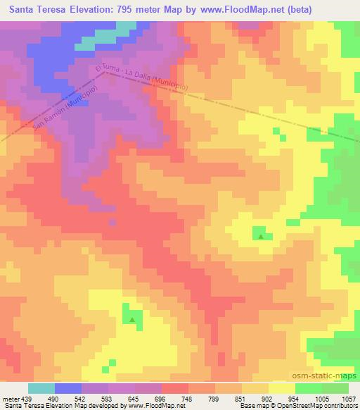 Santa Teresa,Nicaragua Elevation Map